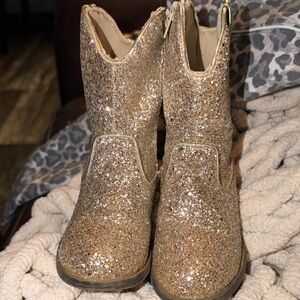Self Esteem Glittery Gold Kids Boots